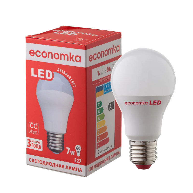 Лампа світлодіодна Economka LED A60, 7Вт, E27, 4200К (4820172680314)